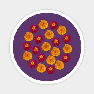 Red and Orange Marigold Floral Group Magnet